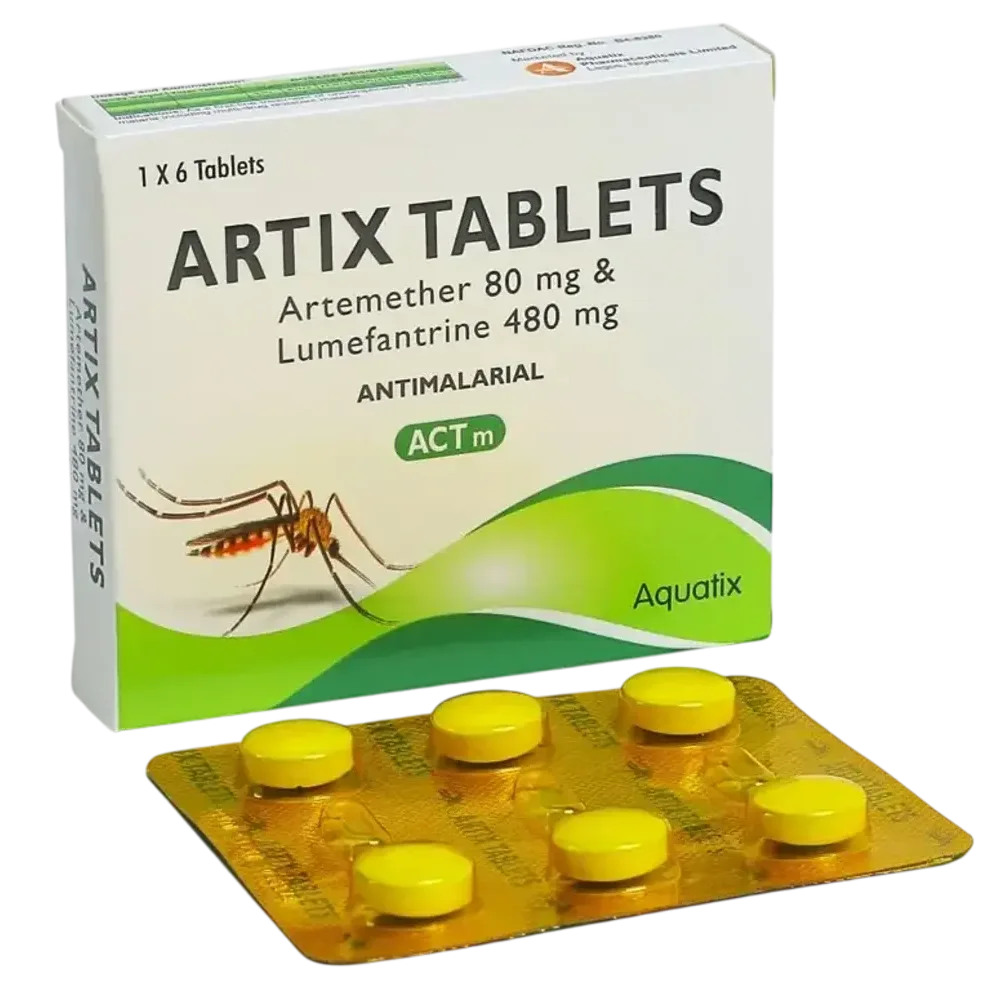 Aquatix Artix Artemether + Lumefantrine 80mg-480mg X6