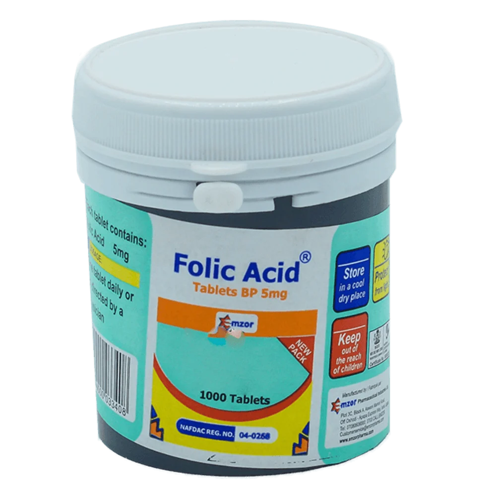 Emzor Folic Acid 5mg Tablets x1000