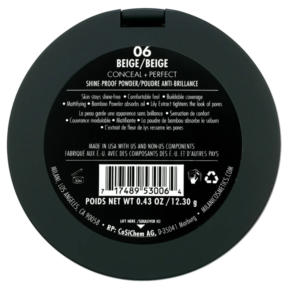 Milani Concealer + Perfect Shine Proof Powder Beige 06