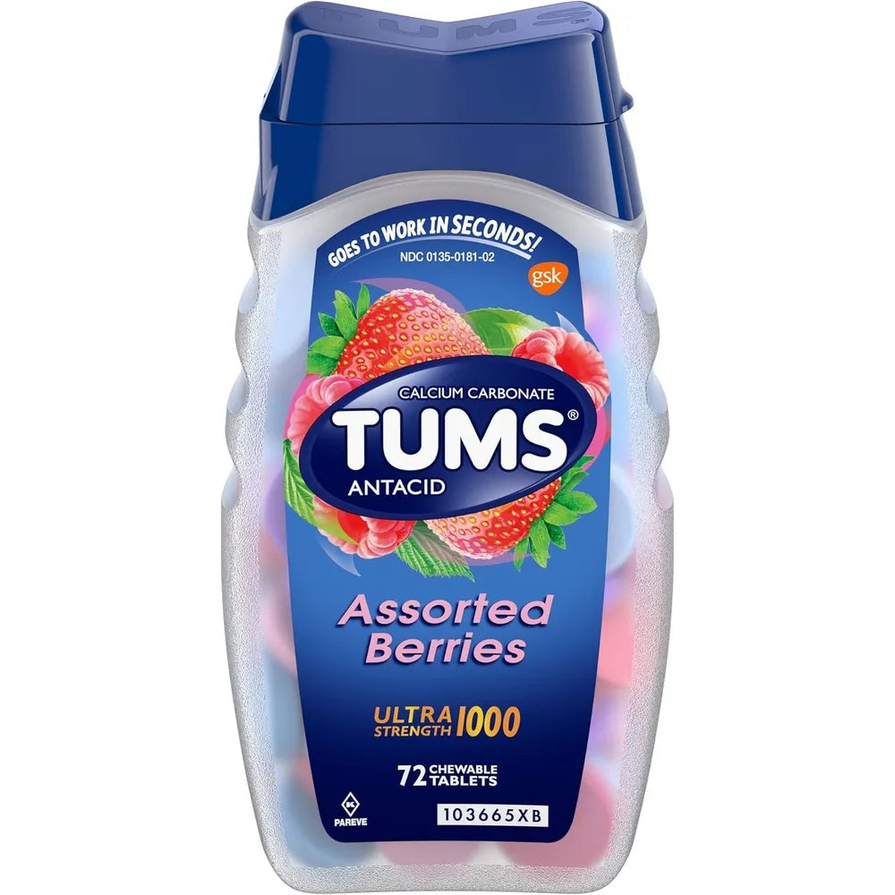 Tums Calcium Carbonate Antacid Assorted Berries 1000mg Tablet x72