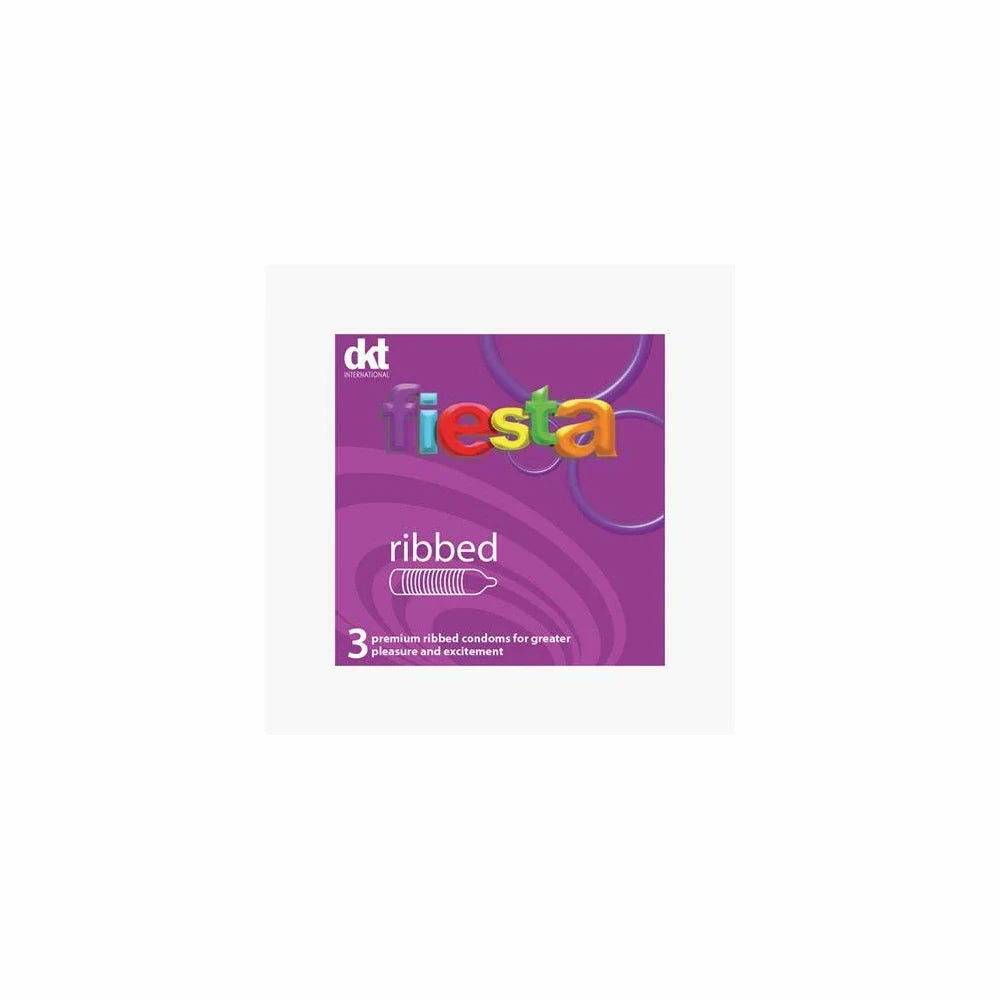 Fiesta Ribbed Condoms x3