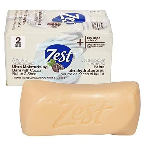 Zest Ultra Moisturizing Bar Soap With Cocoa Butter & Shea x 2