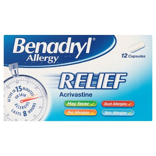 Benadryl Allergy Relief (Acrivastine) Capsules X 12