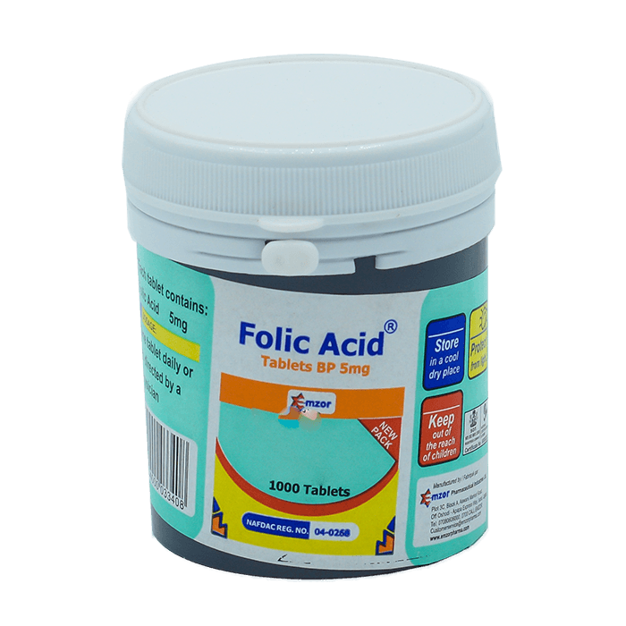 Emzor Folic Acid 5mg Tablets X 1000