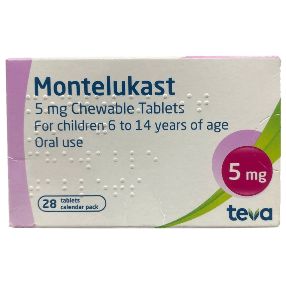 Montelukast Pediatric Chewable Teva 5mg Tablets x28