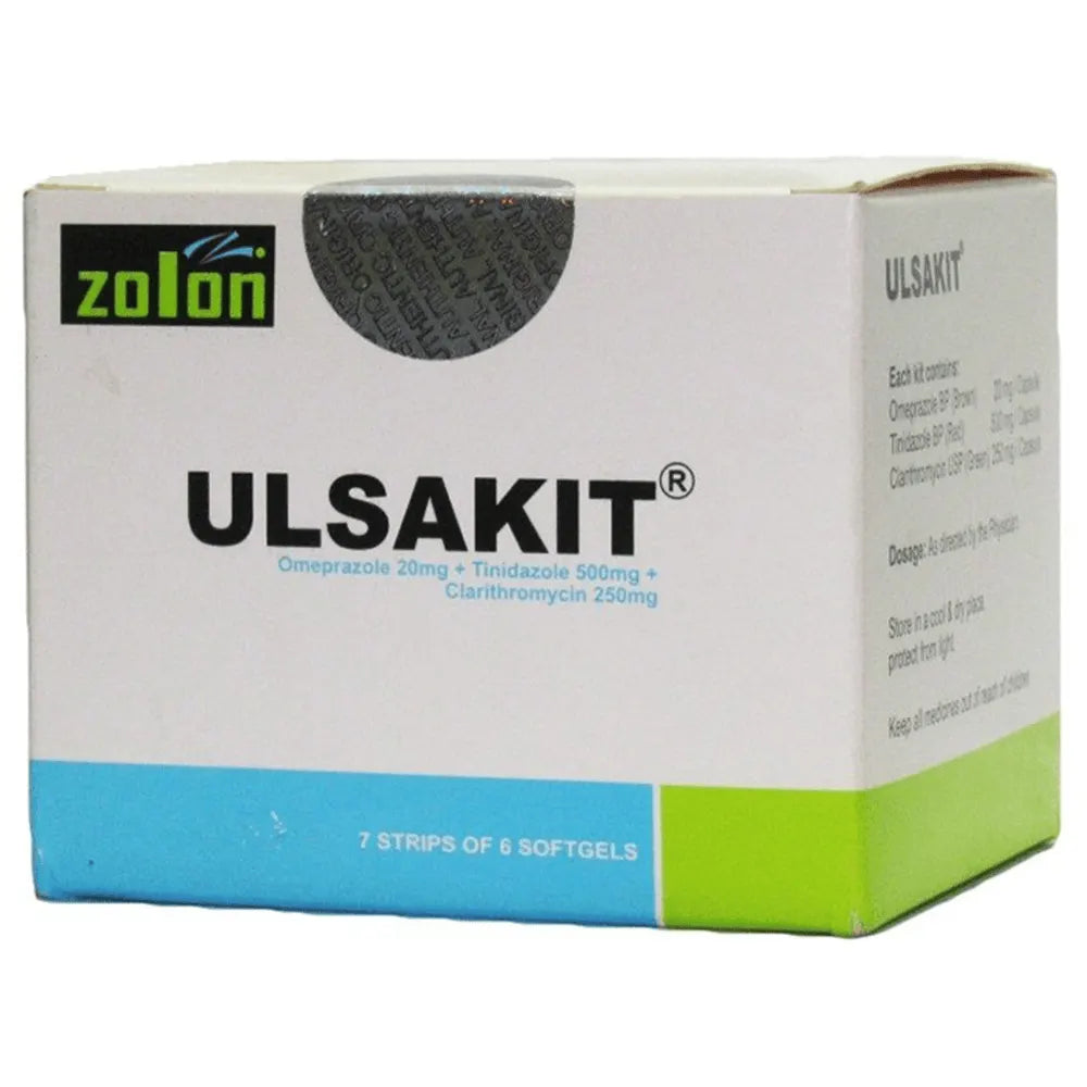 Ulsakit (Clarithromycin Omeprazole Tinidazole)  Caps x42