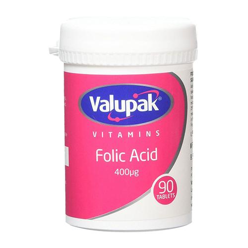 Valupak Folic Acid 400mcg Tablets X 90